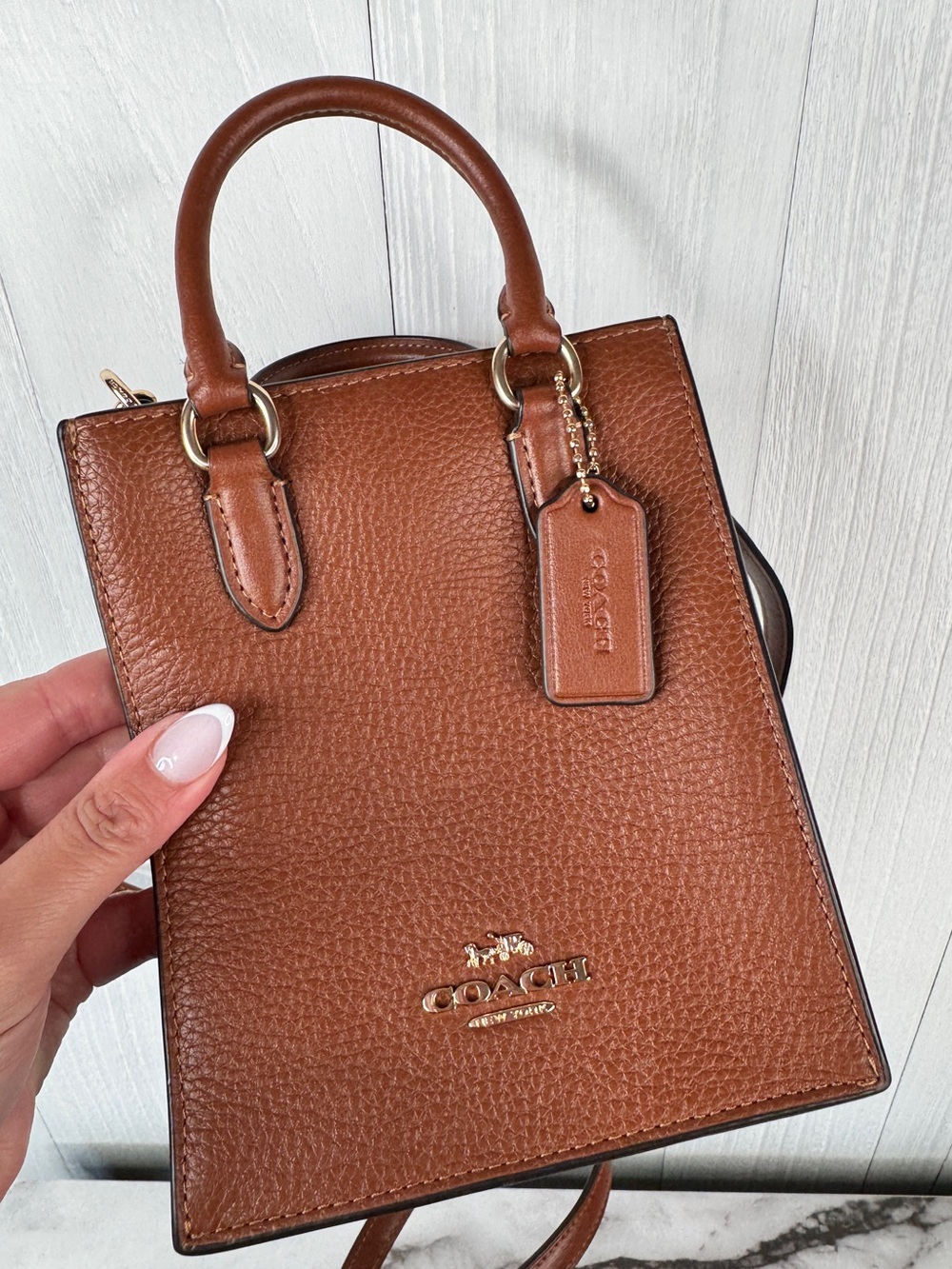 Coach Brown Leather Mini Tote Crossbody - Picture 5 of 12